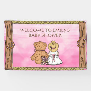 Pink Lil' Cowgirl Personalized Baby Shower   Banner