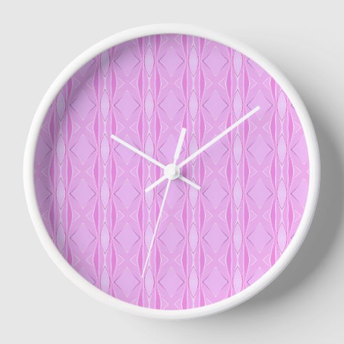 Pink Lilac and Magenta Diamond Geometric Pattern  Clock