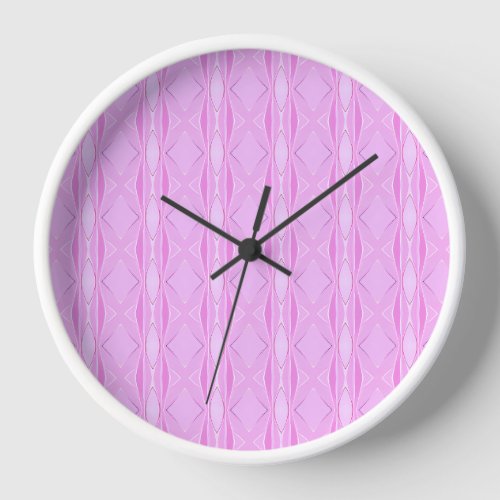 Pink Lilac and Magenta Diamond Geometric Pattern  Clock