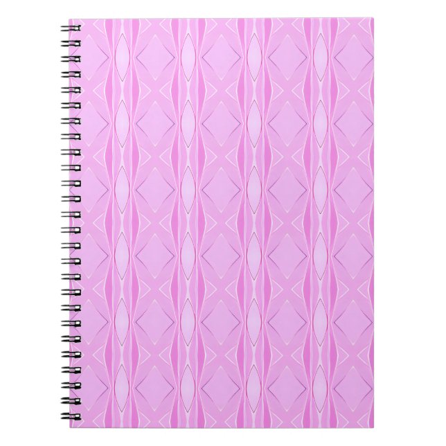 Pink Lilac and Magenta Diamond Geometric Pattern  Notebook (Front)