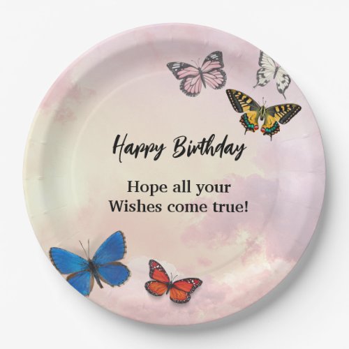 Pink Lilac Dreamy Ripped Butterfly Paper Plate