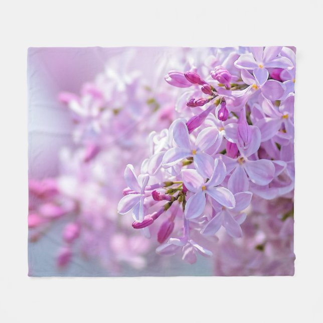 Pink lilac flowers fleece blanket (Front (Horizontal))