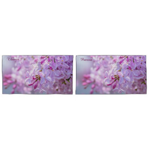 Pink lilac flowers pillowcase