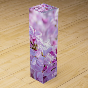 Pink lilac flowers wine gift box