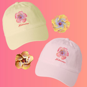 Pink Lilac Hibiscus Floral Botanical Photographic Hat