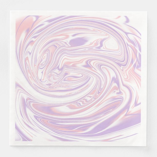Pink Lilac Modern Abstract Liquid Marble Design Paper Dinner Napkins (Front)