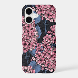 Pink lilac on dark blue iPhone 17 case
