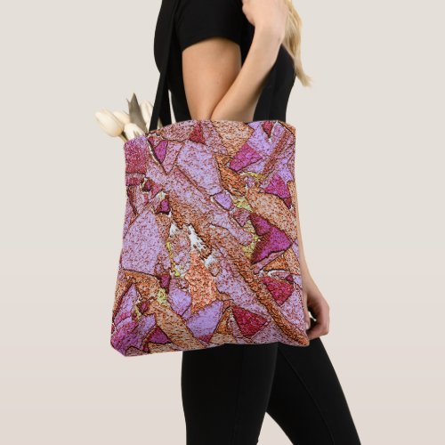 Pink lilac painted volcanic rock drawing tote bag