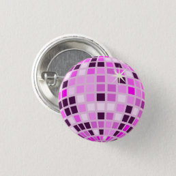 Pink Lilac Purple Retro Modern Disco Ball  Button