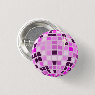 Pink Lilac Purple Retro Modern Disco Ball Button