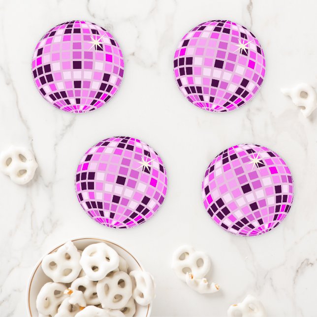 Pink Lilac Purple Retro Modern Disco Ball  Coaster Set (In Situ)