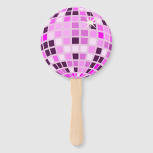 Pink Lilac Purple Retro Modern Disco Ball Hand Fan