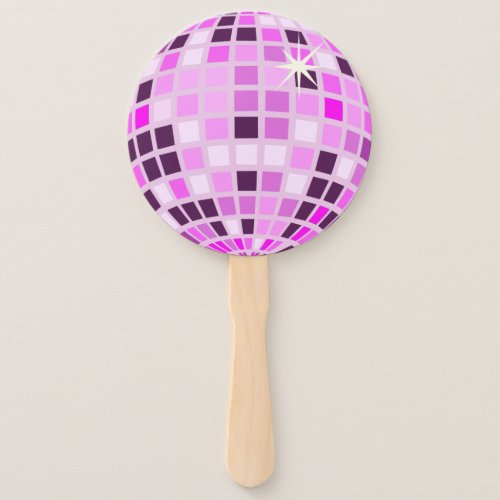 Pink Lilac Purple Retro Modern Disco Ball  Hand Fan