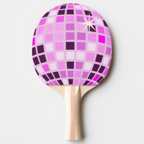 Pink Lilac Purple Retro Modern Disco Ball  Ping Pong Paddle