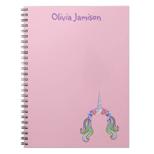 Pink & Lilac Unicorn Photo & Name Notebook
