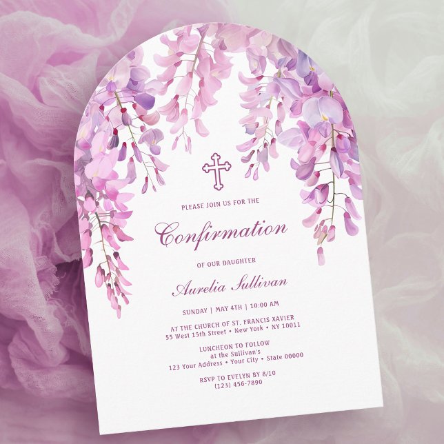 Pink Lilac Wisteria Arch Confirmation Invitation (Creator Uploaded)