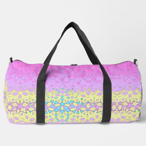 Pink Lilac Yellow and Sky Blue Geometric Duffle Bag