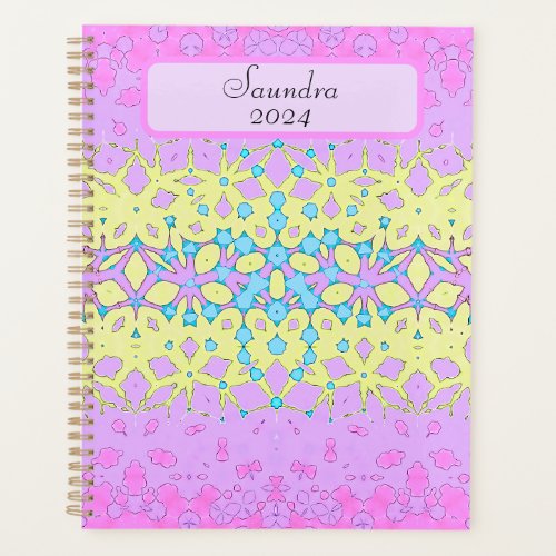Pink Lilac Yellow and Sky Blue Geometric Planner