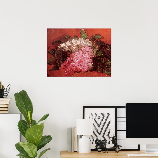 Pink Lilacs by Vincent van Gogh, Still Life Flower Poster (Home Office)