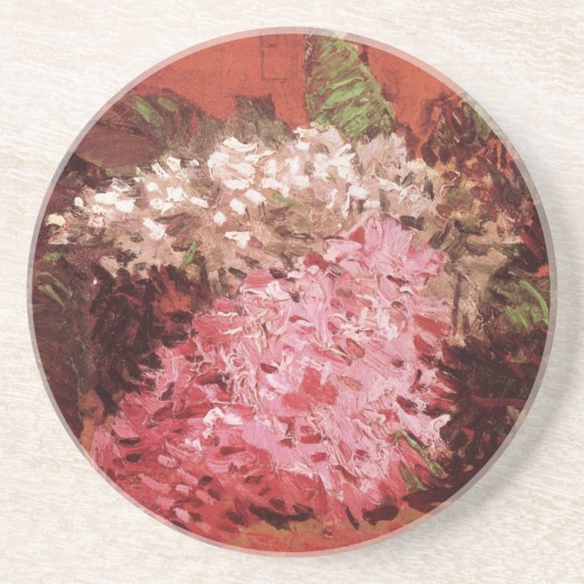 Pink Lilacs by Vincent van Gogh, Still Life Flower Sandstone Coaster (Front)