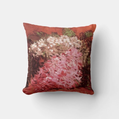 Pink Lilacs by Vincent van Gogh Still Life Flower Throw Pillow