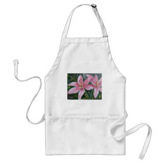 Pink lilies adult apron