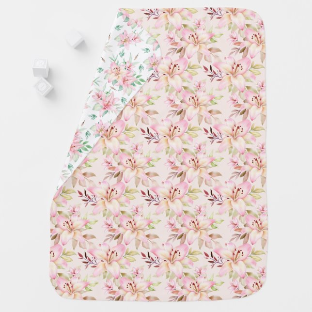 Pink Lilies Baby Blanket (In Situ)