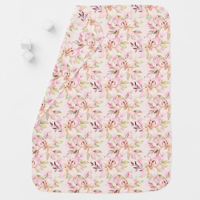 Pink Lilies Baby Blanket (In Situ)