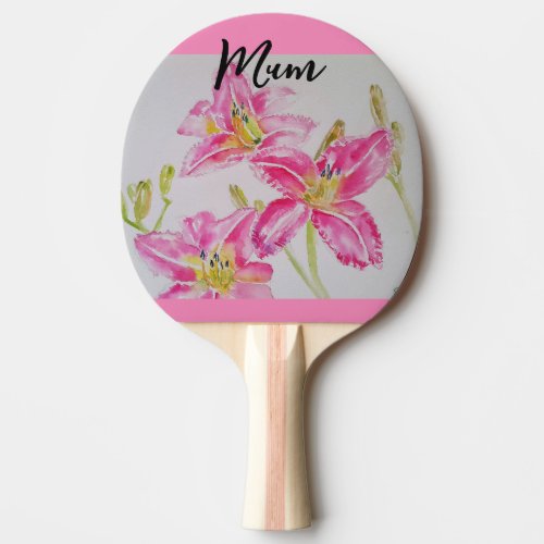 Pink Lilies Floral Watercolor Lily Flower Tote Bag Ping Pong Paddle