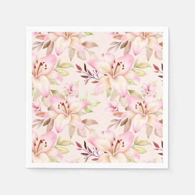 Pink Lilies Napkins (Front)