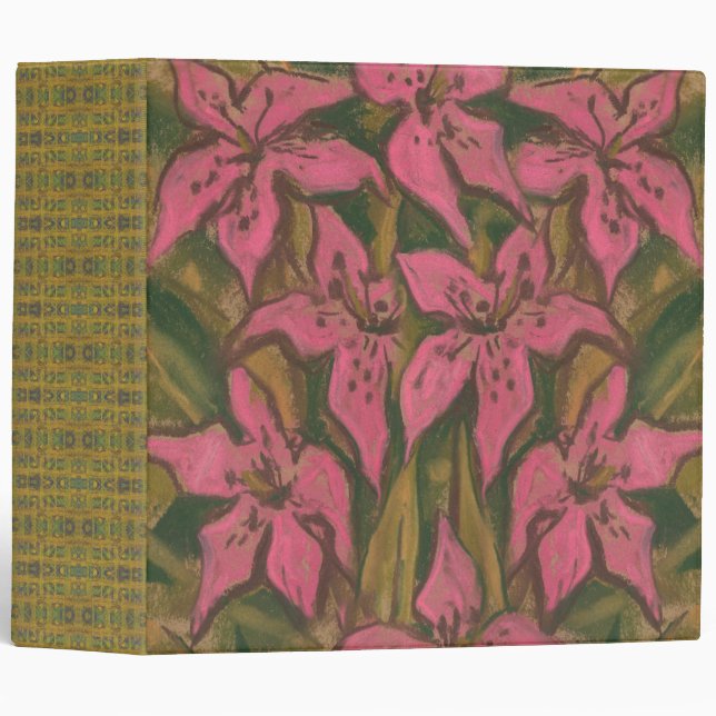 Pink Lilies, pastel painting, flowers, floral art Binder (Front/Spine)