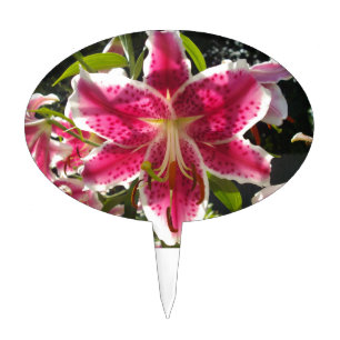 Pink lilies pink tropical flowers pink floral cake topper