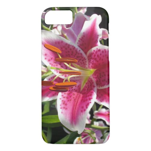 Pink lilies pink tropical flowers pink floral iPhone 87 case