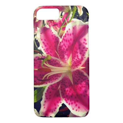 Pink lilies pink tropical flowers pink floral iPhone 87 case