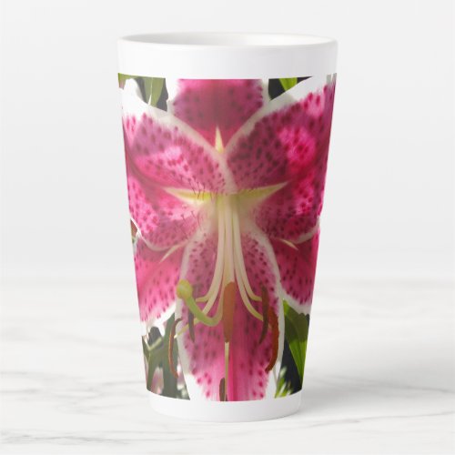 Pink lilies pink tropical flowers pink floral latte mug