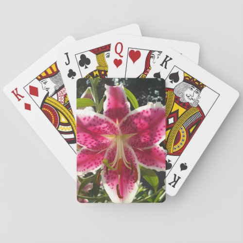 Pink lilies pink tropical flowers pink floral poker cards