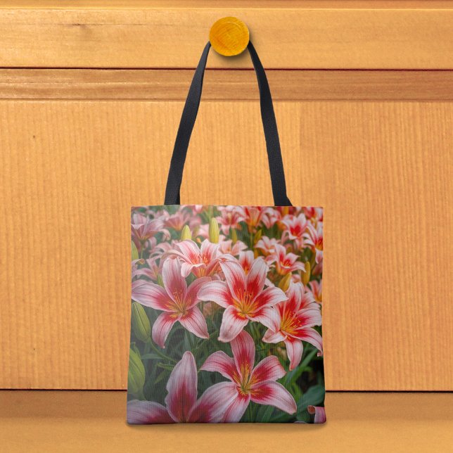 Pink Lilies Tote Bag (Tote bag with pink lilies)