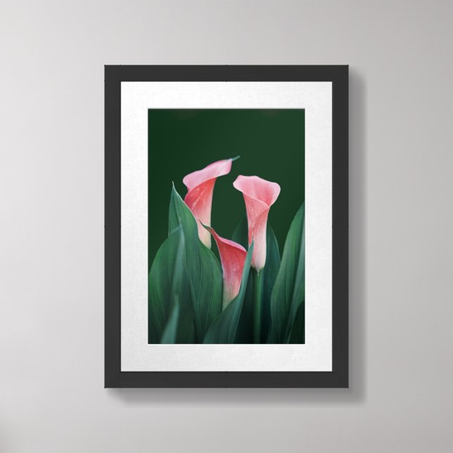 “Pink Lillies” 16 x24” Matted &  Framed Art (Framed Front)