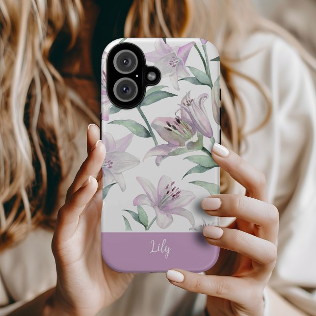 Pink Lillies MagSafe Tough Case-Mate iPhone Case (Lily phone case)