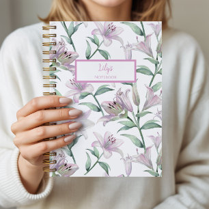 Pink Lillies Personalized Journal Notebook