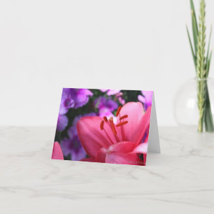 Pink Lilly and Purple Flowers Mothers Day Holiday Card