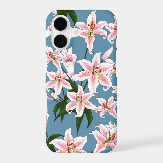 Pink Lilly flower Pattern Iphone Case (Back)