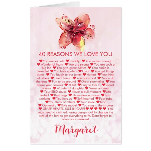 Pink Lily 40th Birthday Jumbo Card