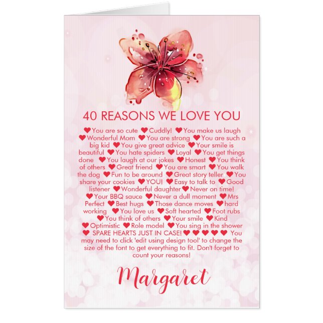 Pink Lily 40th Birthday Jumbo Card (Front)