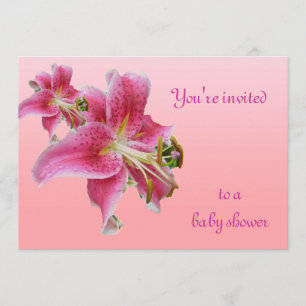 Pink Lily Baby Shower Floral Invitation