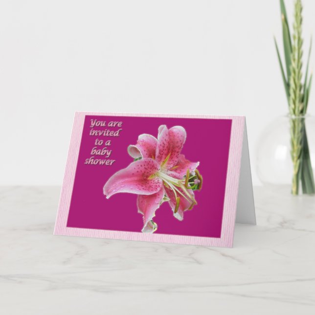 Pink Lily Baby Shower Invitation (Front)