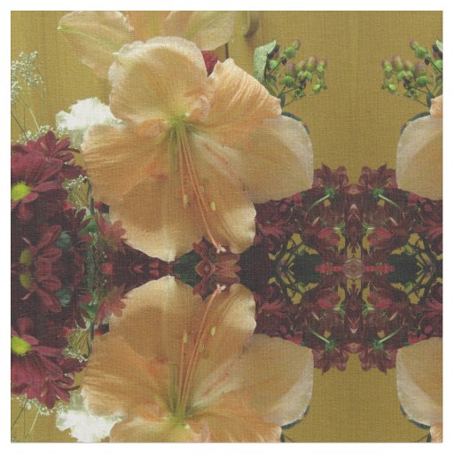 Pink Lily Bouquet Floral Patterned Fabric