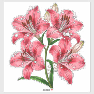 Pink Lily Bouquet Sticker