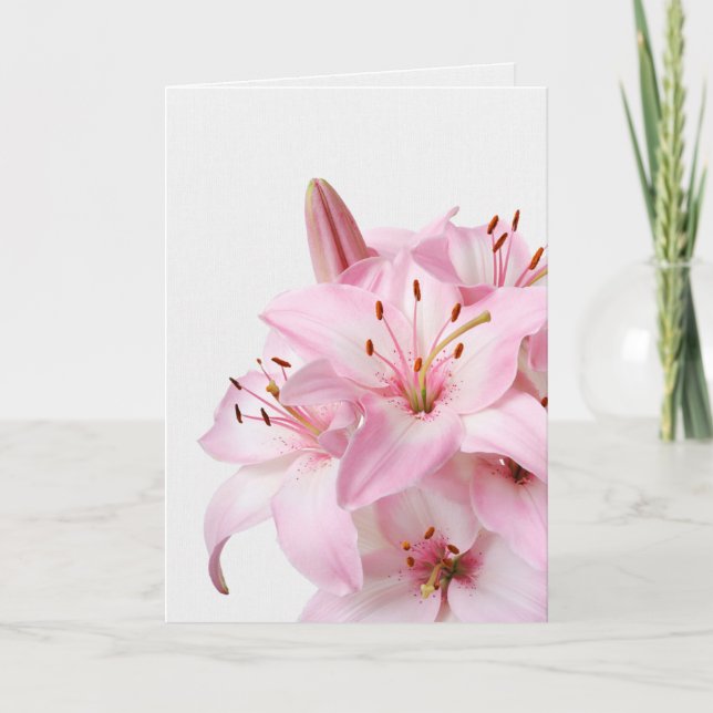 Pink Lily Bouquet Sympathy Card (Front)