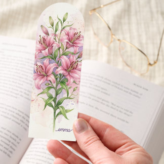 Pink Lily Custom Arched Bookmark
